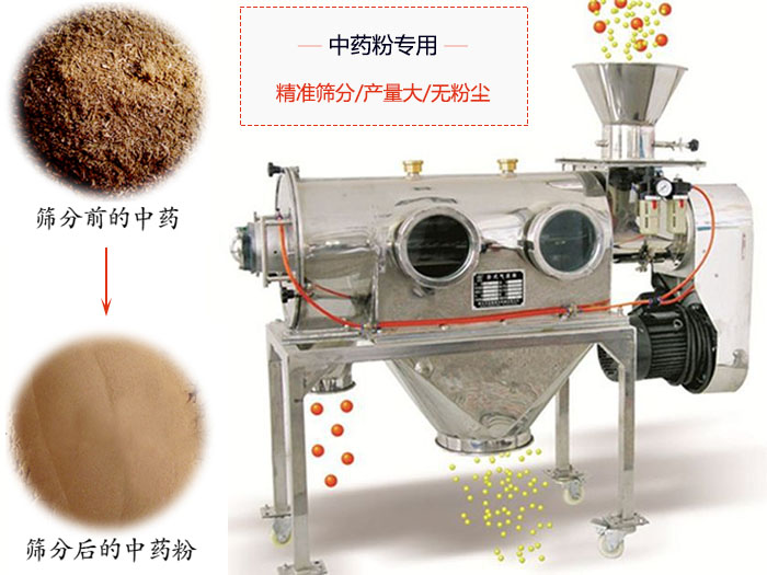 WQS50-130臥式氣流篩：中藥粉專用篩：精度篩分/產量大/無粉塵符合標準。